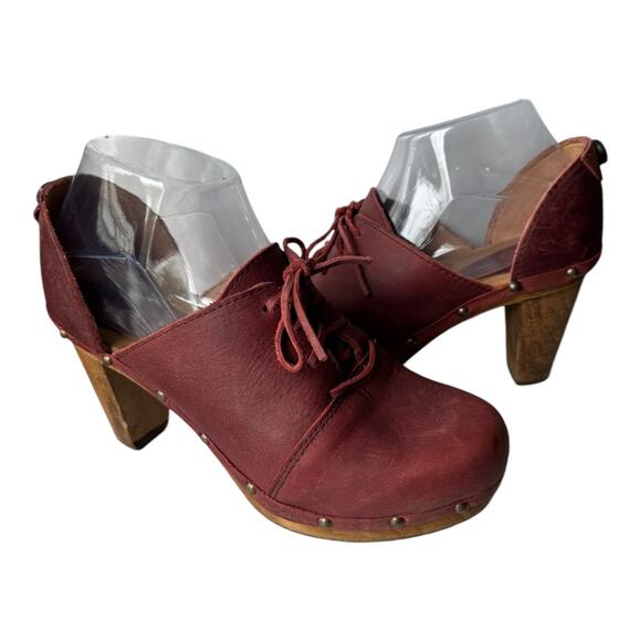 Sanita Theodora Nubuck Leather Clog Studded Wood platform 3" Heel size (38) 7 - Picture 15 of 16